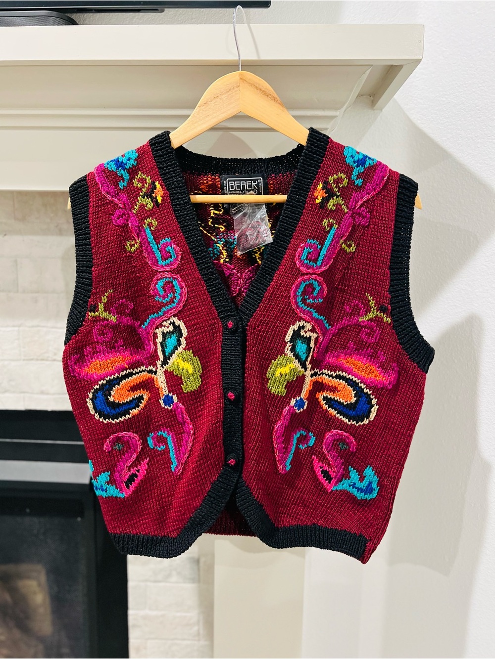 Vintage Berek Embroidered Swester Knit Floral Sequin Cottagecore